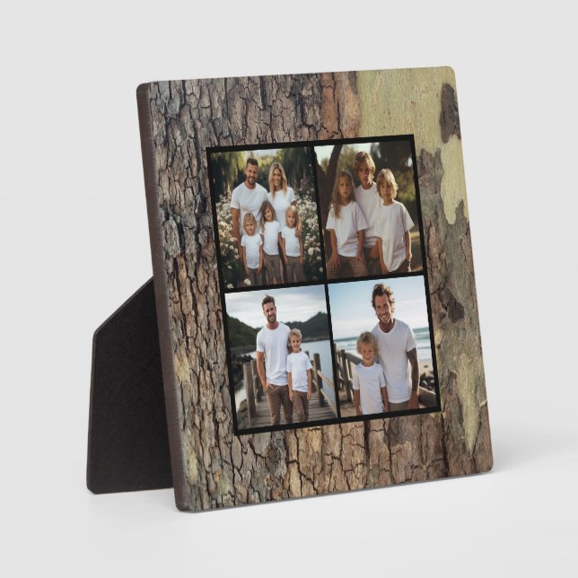 Rustic wood tree bark photo template  plaque (Front)