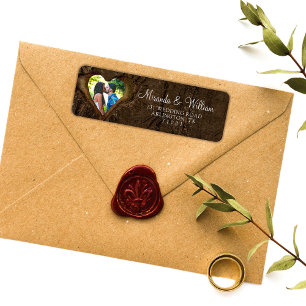 Rustic Wood Tree Heart Wedding Address Return Address Label