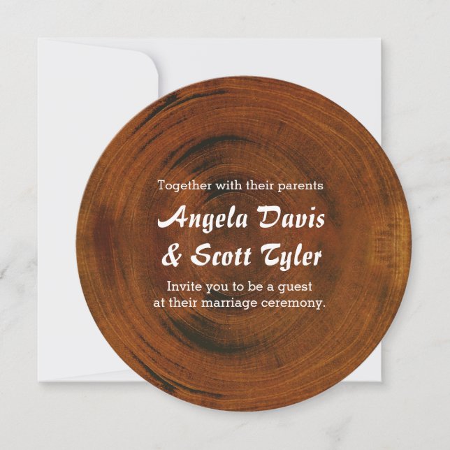 Rustic Wood Tree Stump Country Wedding Invitation (Front)