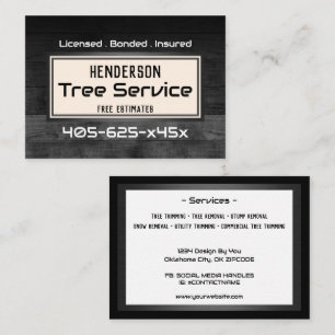 Rustic Wood Tree Trimming  Business Card
