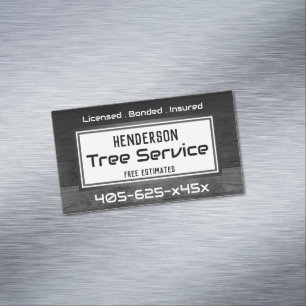 Rustic Wood Tree Trimming  Magnetic Business Card