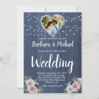 Rustic Wood Twinkle Lights Photo Floral Wedding