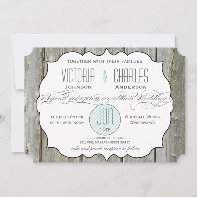 Rustic Wood Typography Wedding Invitations (Front)