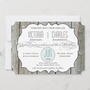 Rustic Wood Typography Wedding Invitations