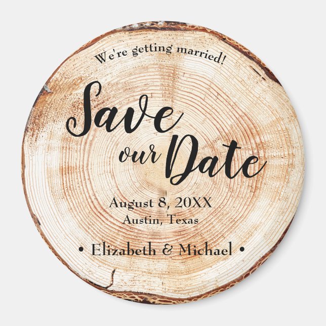 Rustic Wood Unique Wedding Save Our date Magnet (Front)