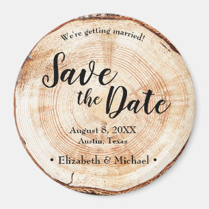 Rustic Wood Unique Wedding Save the date Magnet
