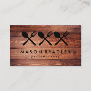 Rustic Wood Utensils Business Card