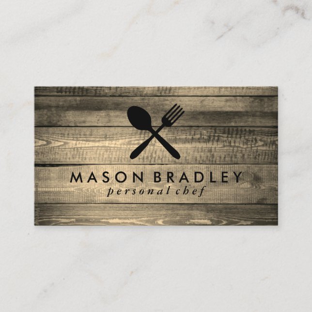Rustic Wood Utensils Variation Business Card (Front)
