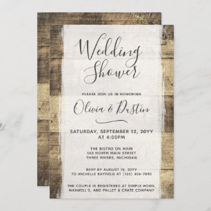 Rustic Wood Vintage Barn Wedding Shower Invitation