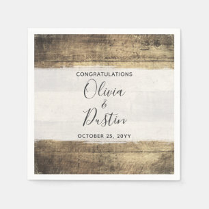 Rustic Wood Vintage Country Farmhouse Wedding Napkin