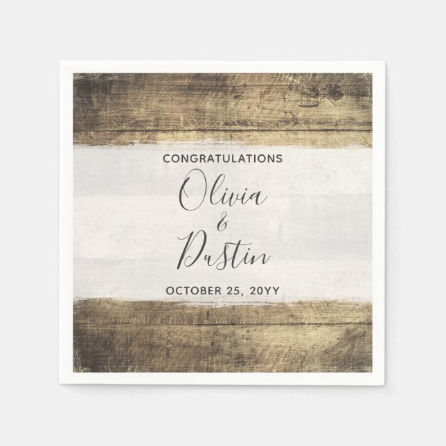 Rustic Wood Vintage Country Farmhouse Wedding Napkin (Front)