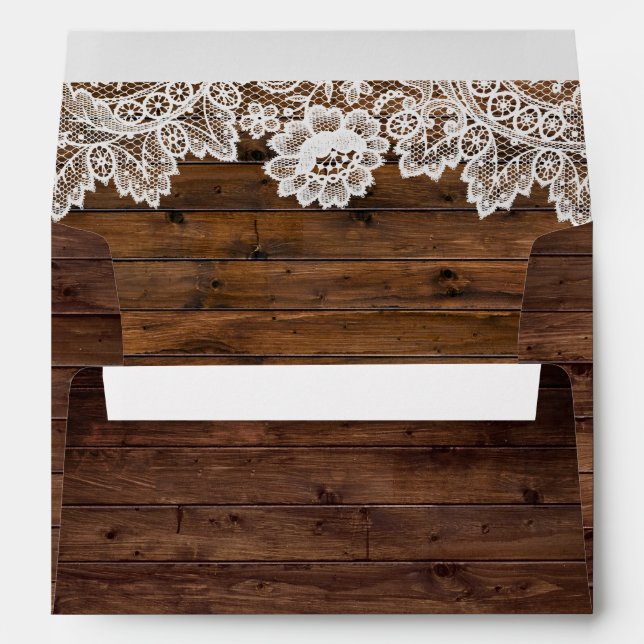Rustic Wood Vintage Lace Envelope (Back (Bottom))