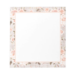Rustic Wood & Vintage Roses Romantic Shabby Chic Notepad