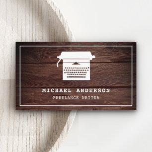 Rustic Wood Vintage Typewriter Professional Writer Business Card