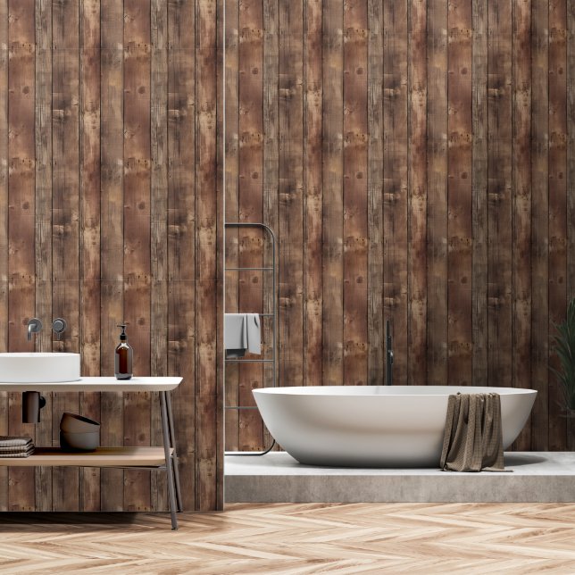 Rustic Wood Wallpaper (Bathroom)