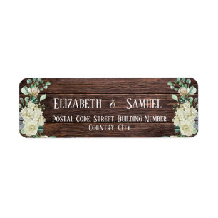Rustic wood watercolor flowers return address return address label