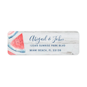 Rustic Wood Watermelon Watercolor Return Address Label