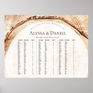 Rustic Wood Wedding Alphabetical by last name Poster