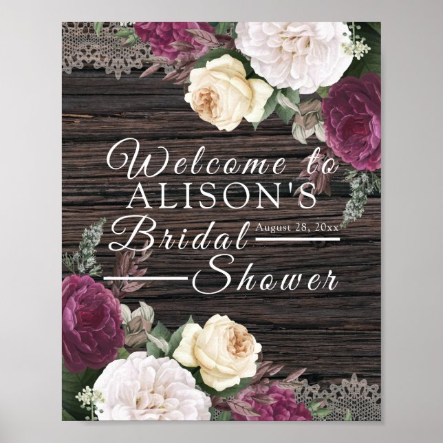 Rustic wood Wedding Bridal Shower Sign (Front)