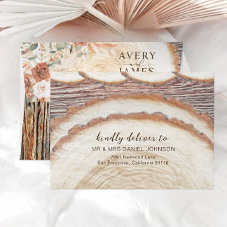 Rustic Wood Wedding Envelope | Birch Coconut Grain