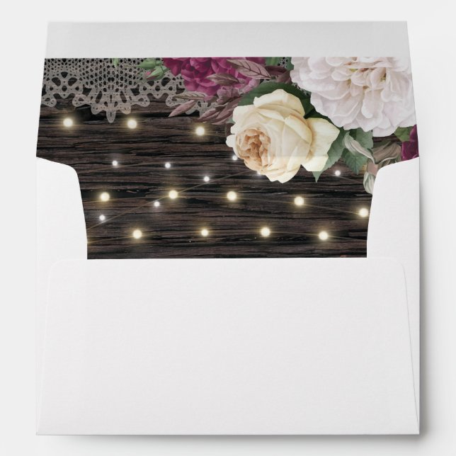 Rustic wood Wedding Floral Envelope (Back (Bottom))