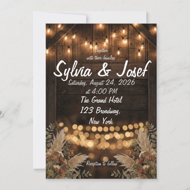 Rustic Wood Wedding Invitation (Front)