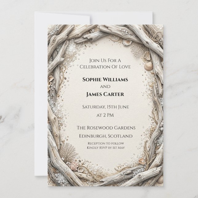 Rustic Wood Wedding Invitation (Front)