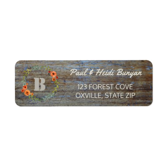 Rustic Wood Wedding Label | Woodland Boho Floral Return Address Label