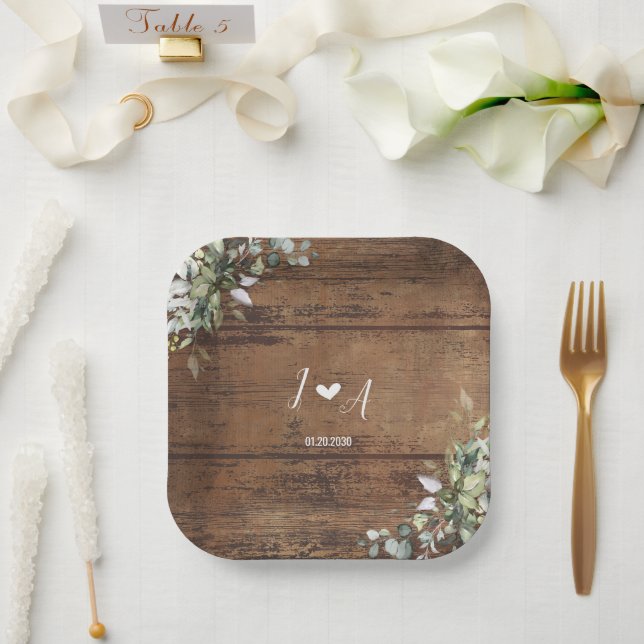 Rustic Wood Wedding Paper Plate (Wedding)