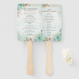 Rustic Wood Wedding Program & Party List Hand Fan
