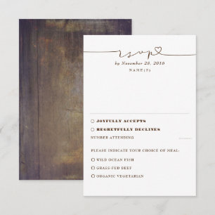 Rustic Wood Wedding RSVP Card