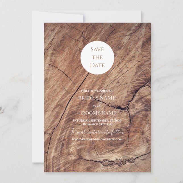 Rustic Wood Wedding Save The Date (Front)