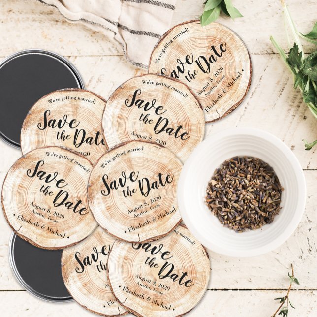Rustic wood Wedding Save the date Personalised Magnet (Creator Uploaded)