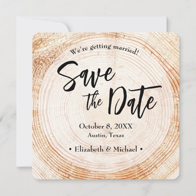 Rustic Wood Wedding Save the date with website Inv Invitation (Front)
