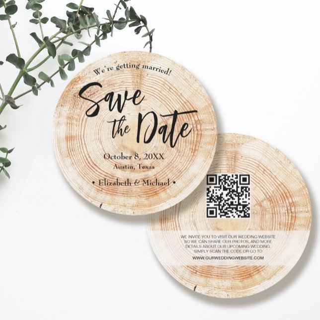Rustic Wood Wedding Save the date with website Inv Invitation (Creator Uploaded)