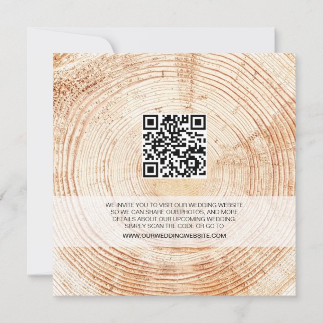 Rustic Wood Wedding Save the date with website Inv Invitation (Back)