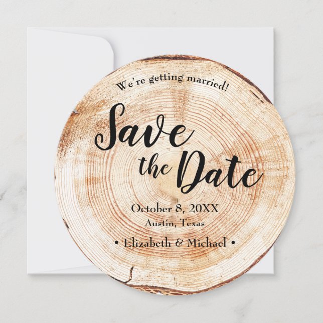 Rustic Wood Wedding Save the date with website Invitation (Front)