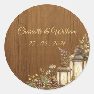 Rustic Wood Wedding Sticker Envelope Seal