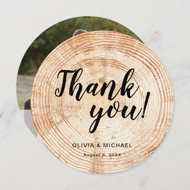 Rustic Wood Wedding Thank you Custom Photo Message (Front/Back)