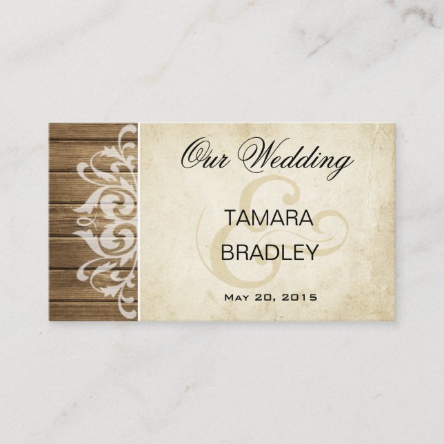 Rustic Wood Wedding Website | brown white Enclosure Card (Front)