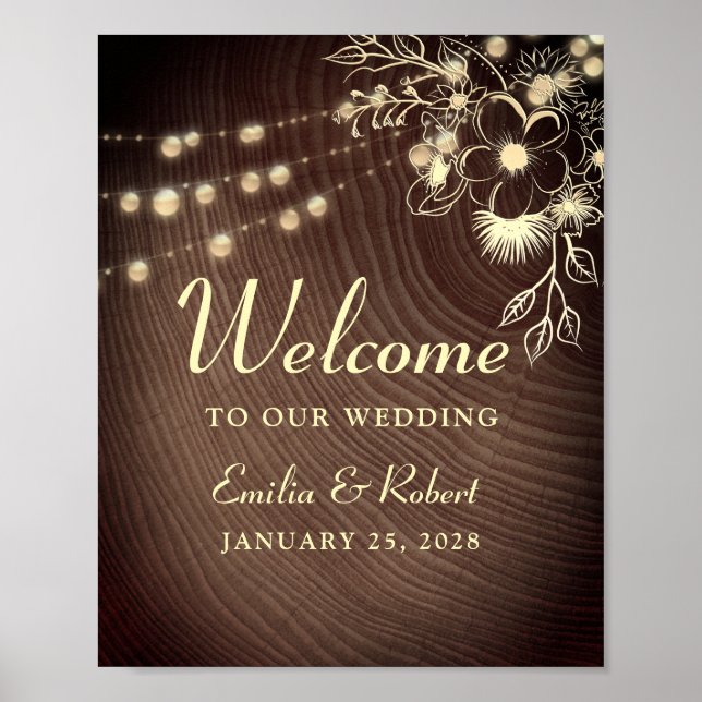 Rustic Wood Wedding Welcome Poster (Front)
