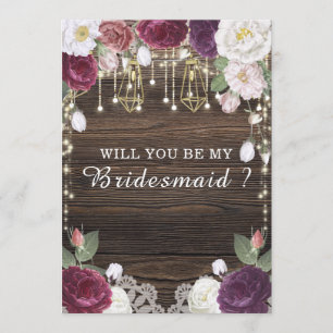 Rustic wood Wedding Will You Be My Bridesmaid Invitation