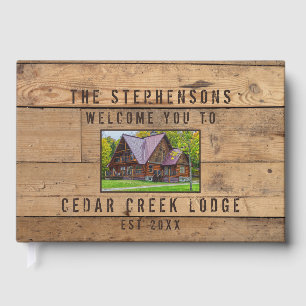 Rustic Wood Welcome Photo Personalised Guest Book