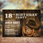 Rustic Wood Western 18th Birthday Party Invitation<br><div class="desc">Invite your friends and loved ones to your 18th birthday party with this rustic wood western invitation.</div>