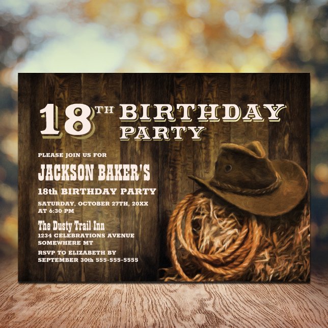 Rustic Wood Western 18th Birthday Party Invitation (Creator Uploaded)