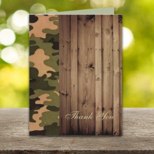rustic wood western Camo Wedding thank you Card