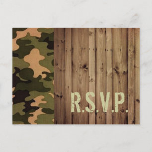 rustic wood western country Camo Wedding rsvp Invitation Postcard
