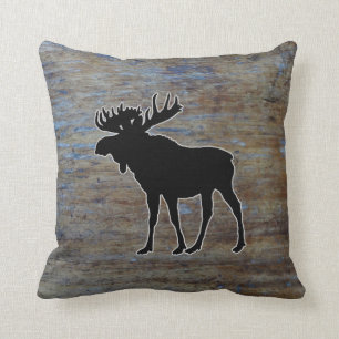 Rustic Wood Western   Moose Animal Cushion