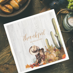 Rustic Wood Western Themed Thanksgiving Dinner Napkin