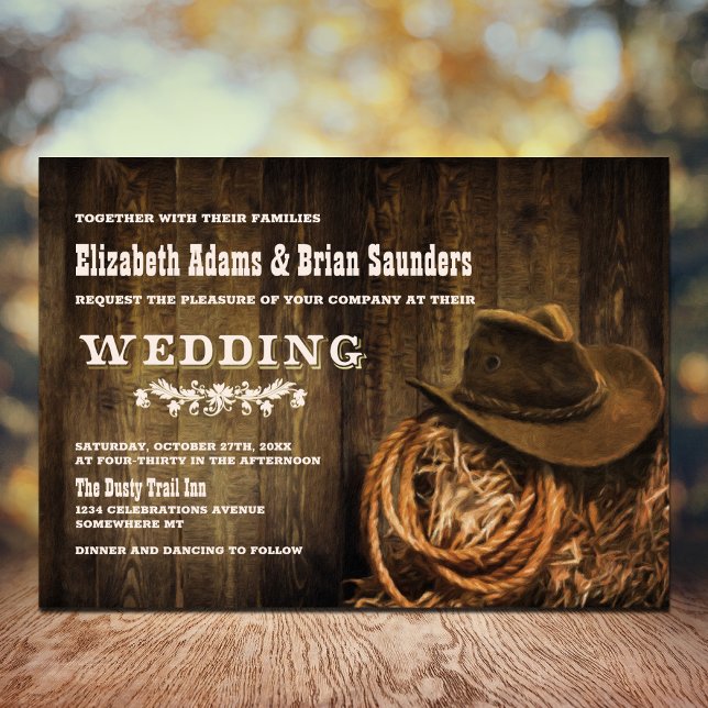 Rustic Wood Western Wedding Invitation (Creator Uploaded)